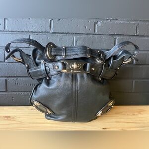 B Makowsky black leather slouch bag